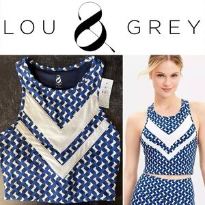 Lou & Grey Chevron Softsculpt Racerback Blue/white/black Bralette XS NWT